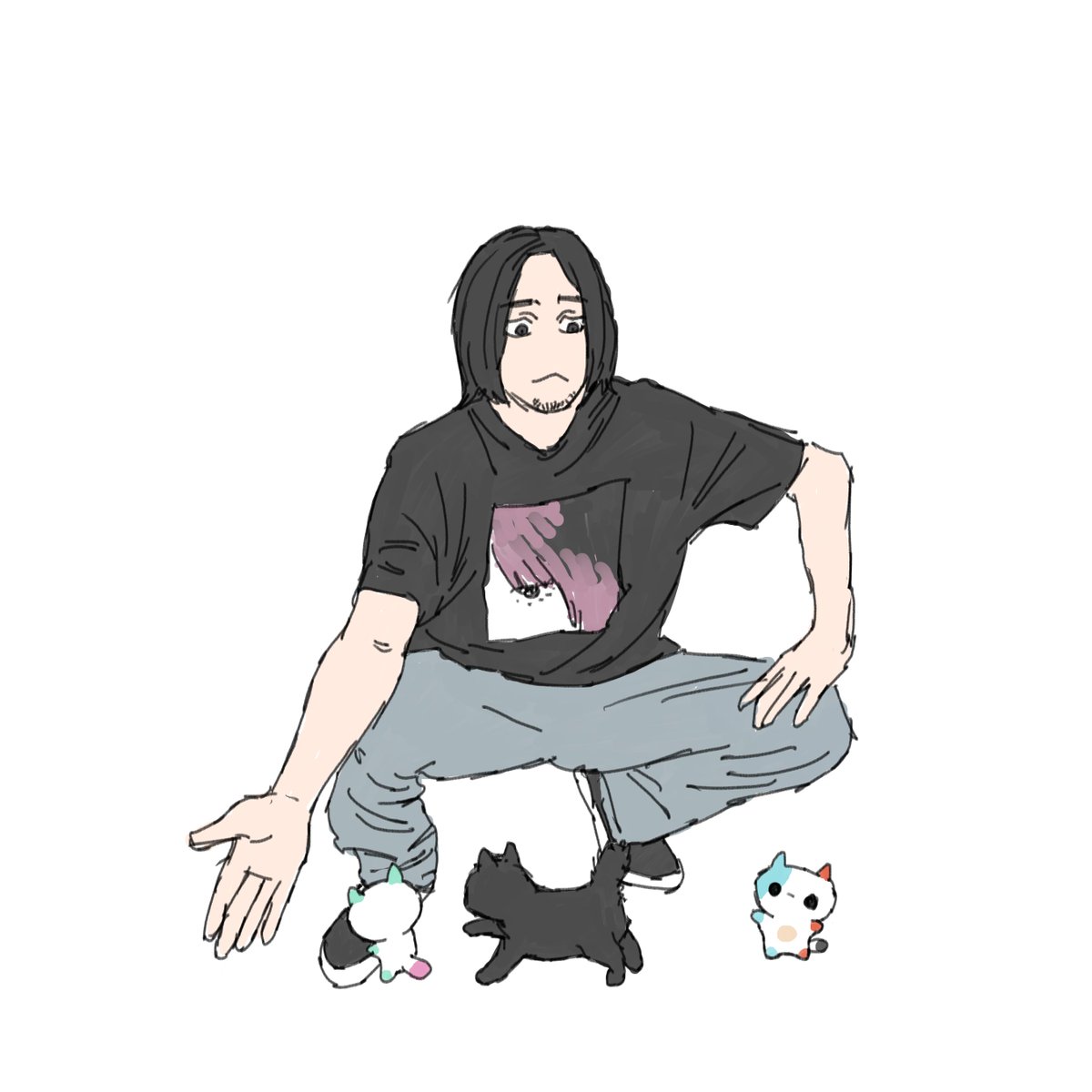The pose of a cat-loving person.