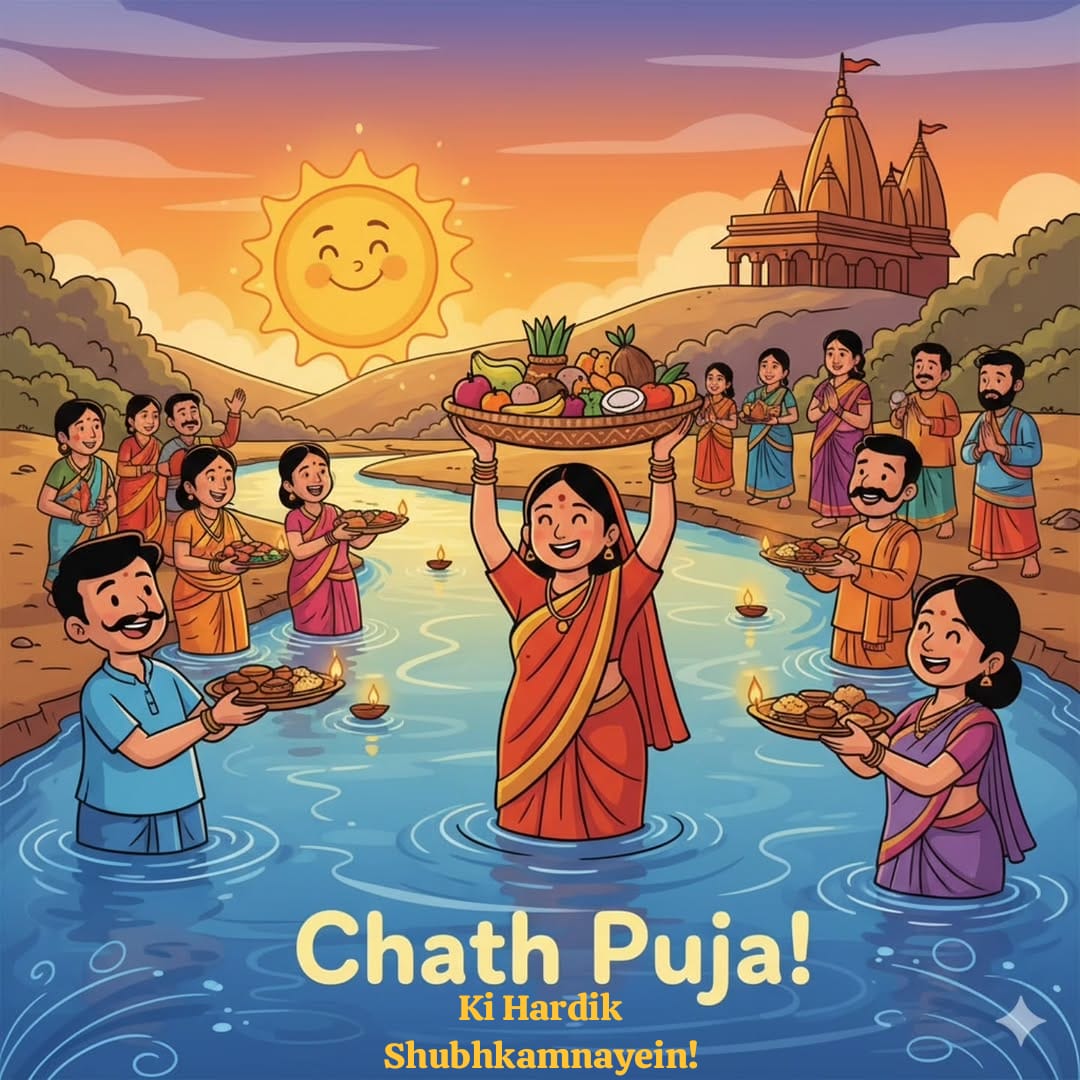 सूर्य देव की कृपा से मिले शक्ति और स्वास्थ्य,
छठ मइया का आशीर्वाद बनाएं जीवन सुखमय,
सदा बनी रहे खुशियों की बहार,
आपको छठ पूजा की हार्दिक शुभकामनाएं