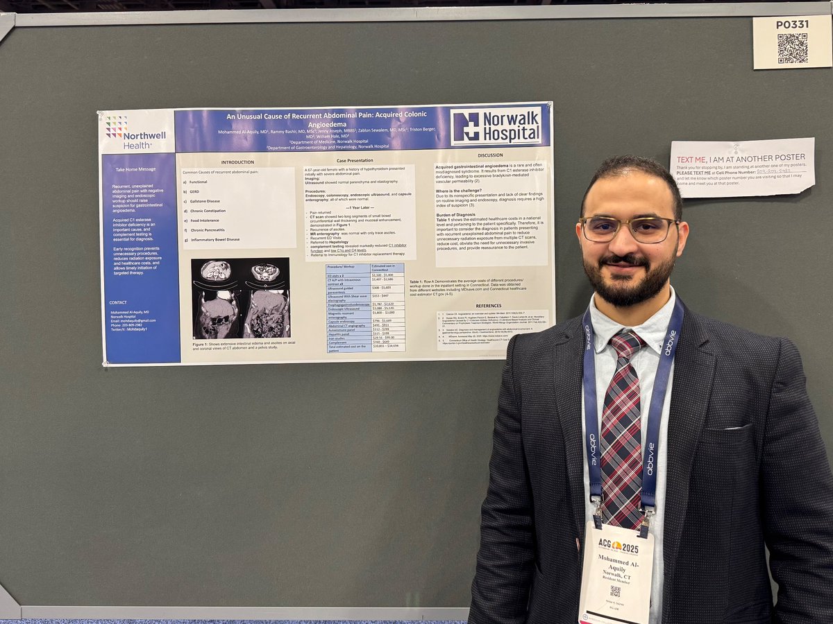 Mohdaquily1's tweet photo. Day 3 of ACG was nothing less than amazing 🔥!! Norwalk residents and fellows had a strong presence, And concluding the day by presenting 4 of my abstracts ✅
#acg2025 #Arizona 🌵 https://t.co/G0jVznCqDD