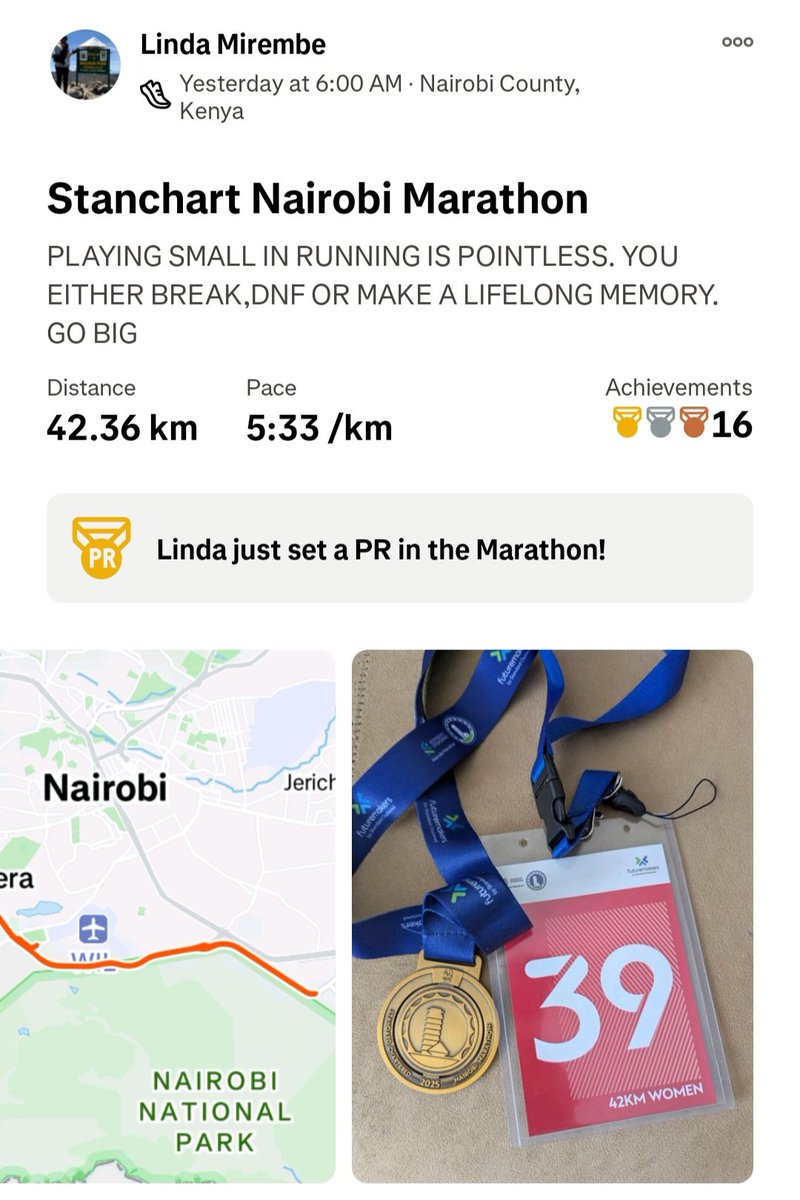 nakaseroboys's tweet image. The Result Slip is out - Our Nakasero Gal and Lady Seed 1 represented us &amp;amp; @teammatooke at #StanChartNairobiMarathon 2025. Our requirement was a Sub 4:00hr; Report  👉🏾 3:55 &amp;amp; PB 💪🏽. Well done Linda - we are proud of you. Dear Team Captain @rnamugera when is the Prize Ceremony?