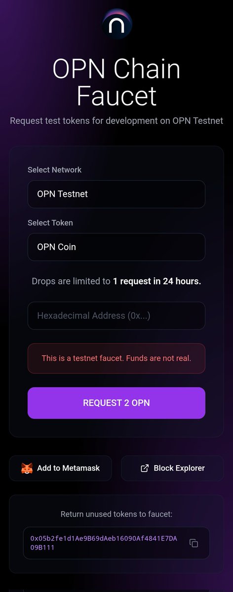 _Apexpr3d's tweet photo. IOPn Testnet is coming.
The faucet’s been live for a while now, if you’ve been claiming daily, you already know the drill.
2 OPN every 24 hours, stack them up before the testnet goes live.

You can add the @IOPn_io network directly to your wallet, or go the manual route if that’s your style.
Either way, the testnet is almost here.