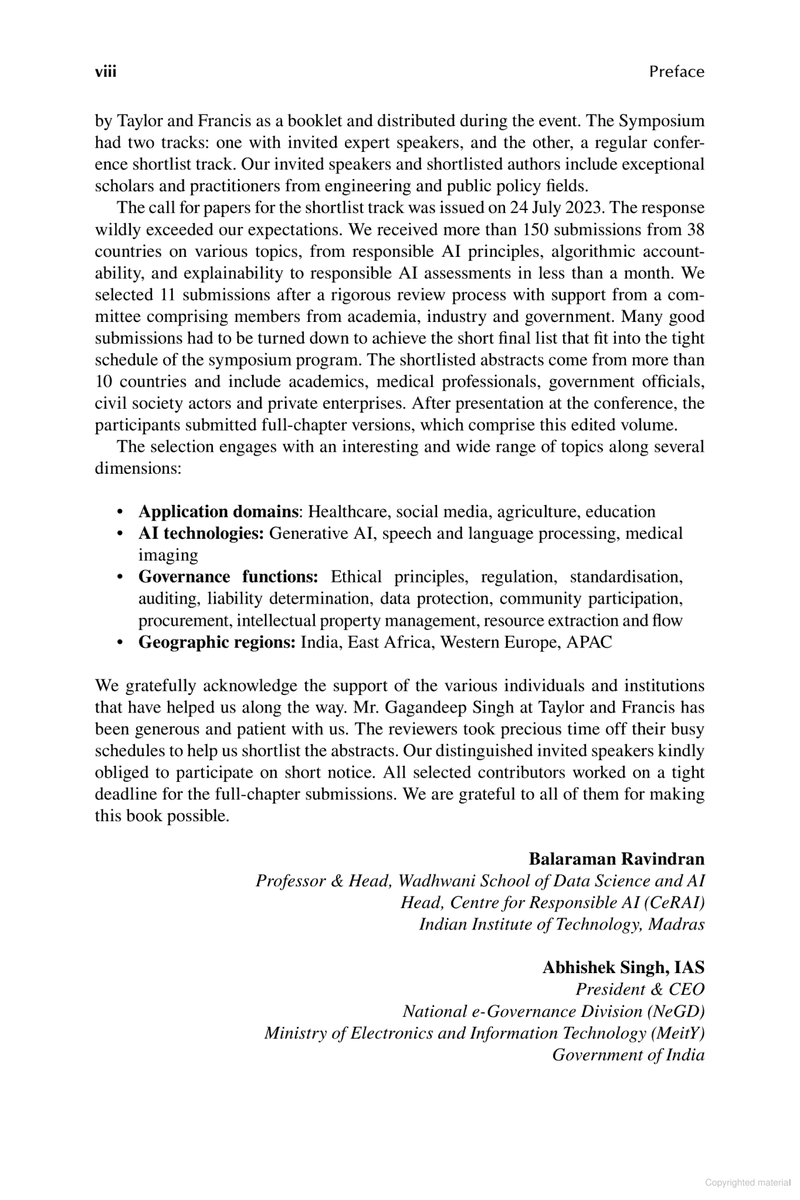 WSAI_IITM's tweet image. We’re pleased to share that the GPAI Edition of Advancing Responsible AI in Public Sector Application is now publicly accessible.
The book is edited by Shri @abhish18, Additional Secretary, @GoI_MeitY, Government of India, and Prof. @ravi_iitm , Head, @WSAI_IITM.
To download…