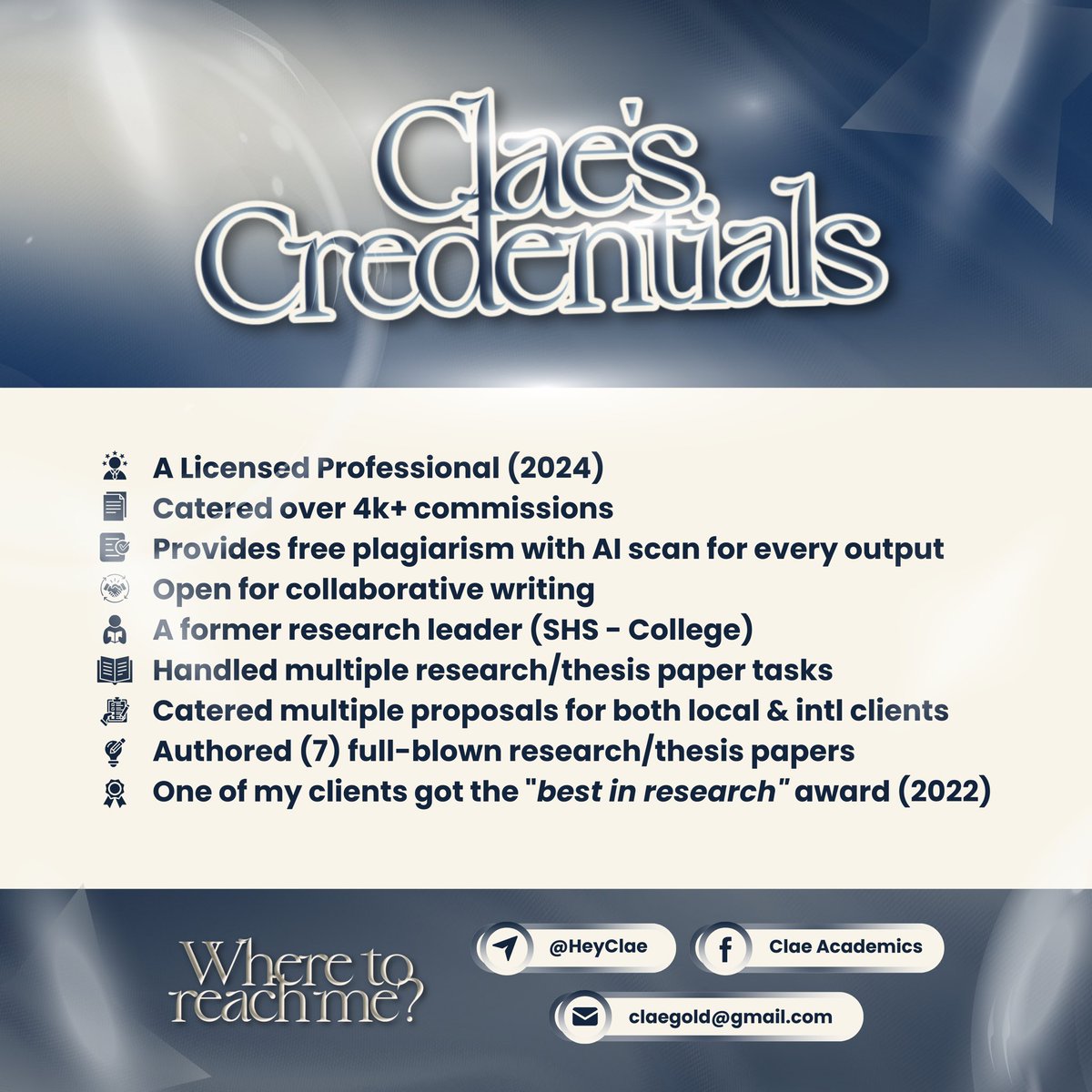 ClaeServes_'s tweet image. 🧸 — 𝗧𝗛𝗘𝗦𝗜𝗦 & 𝗥𝗘𝗦𝗘𝗔𝗥𝗖𝗛 𝗔𝗦𝗦𝗜𝗦𝗧𝗔𝗡𝗖𝗘
From proposal writing to final chapter revisions, I cater to students across all academic levels — Senior High, College, and Master's.
𝐏𝐑𝐎𝐏𝐎𝐒𝐀𝐋 / 𝐏𝐑𝐄-𝐂𝐇𝐀𝐏𝐓𝐄𝐑 𝟏
• Title Formulation
• IMRAD Proposal
•…