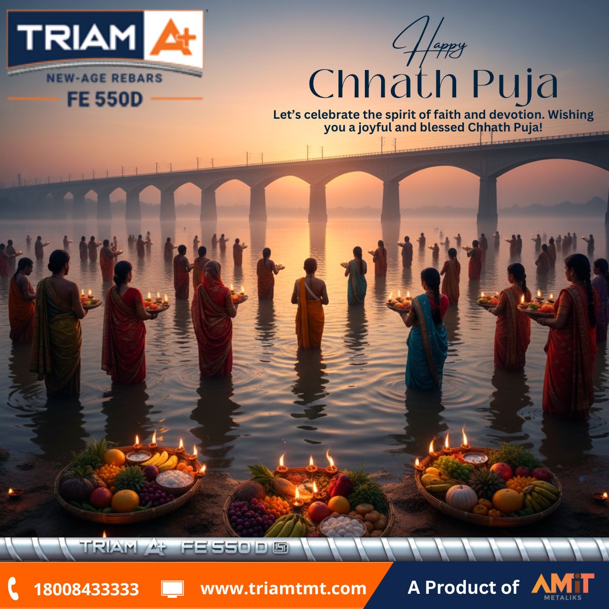 TriamTMT's tweet photo. May the divine rays of the Sun bless your life with peace, prosperity, and endless happiness. 🌞✨ Wishing you and your family a blessed Chhath Puja!

#ChhathPuja #BlessingsOfTheSun #DivineEnergy #FestiveVibes #ProsperityAndPeace #TraditionalGrace #SunWorship https://t.co/yImYmZPQms