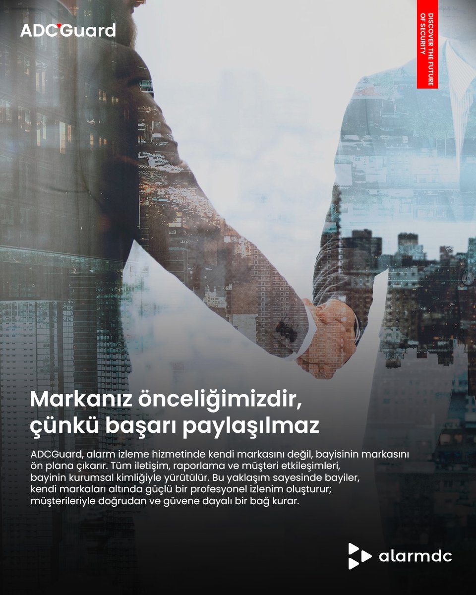 Alarmdc's tweet photo. ✨ Markanız önceliğimizdir, çünkü başarı paylaşılmaz.

ADCGuard, alarm izleme sektöründe iş ortaklarının markasını kendi markasının önünde konumlandırır.
Tüm iletişim, raporlama ve müşteri temas noktaları, bayinin kurumsal kimliğiyle yürütülür. https://t.co/lrOkh0aUmV