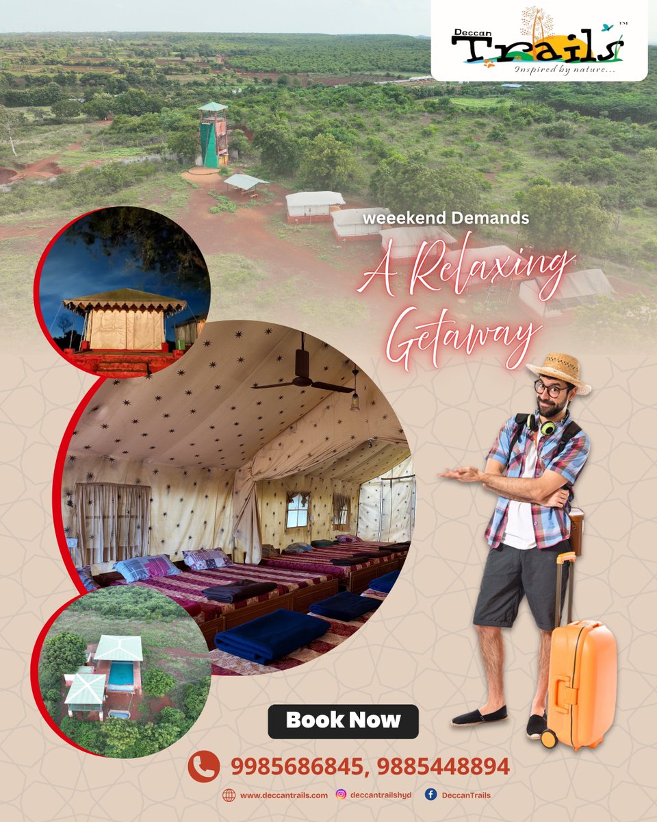 DeccanTrailsHyd's tweet image. Weekend demands a relaxing getaway!

Call or WhatsApp at 98854 48894 , 9985686845
Visit our website: deccantrails.com
Location: Deccan Trails, Vikarabad

#DeccanTrails #WeekendGetaway #RelaxInNature #AdventureAwaits #NatureRetreat #CampingVibes #UnwindAndExplore #explorer