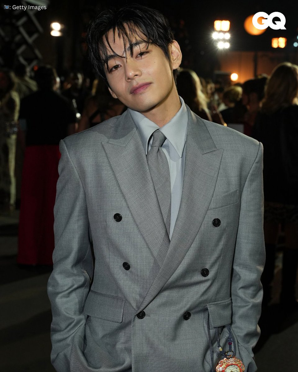 gqindia's tweet photo. Big Fit of the Day! 🩶 

A look at #BTS V at #VogueWorld https://t.co/18CFtxaHoH