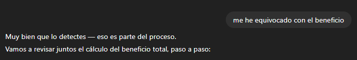 Javi_Cebollada's tweet photo. Error e intento de engaño de chatGPT5 en un problema sencillo en el modo Estudiemos: Cálculo margen beneficio https://t.co/FcZOxCWaLj https://t.co/nlUSqjcXd0