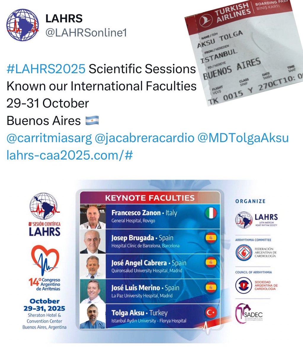 MDTolgaAksu's tweet image. ✈️🌎 Ready for LAHRS & Buenos Aires!
🫀 Heading out on a 24-hour journey to share the latest in electrophysiology.
💡 A congress full of science, learning, and friendship awaits us.
@LAHRSonline1