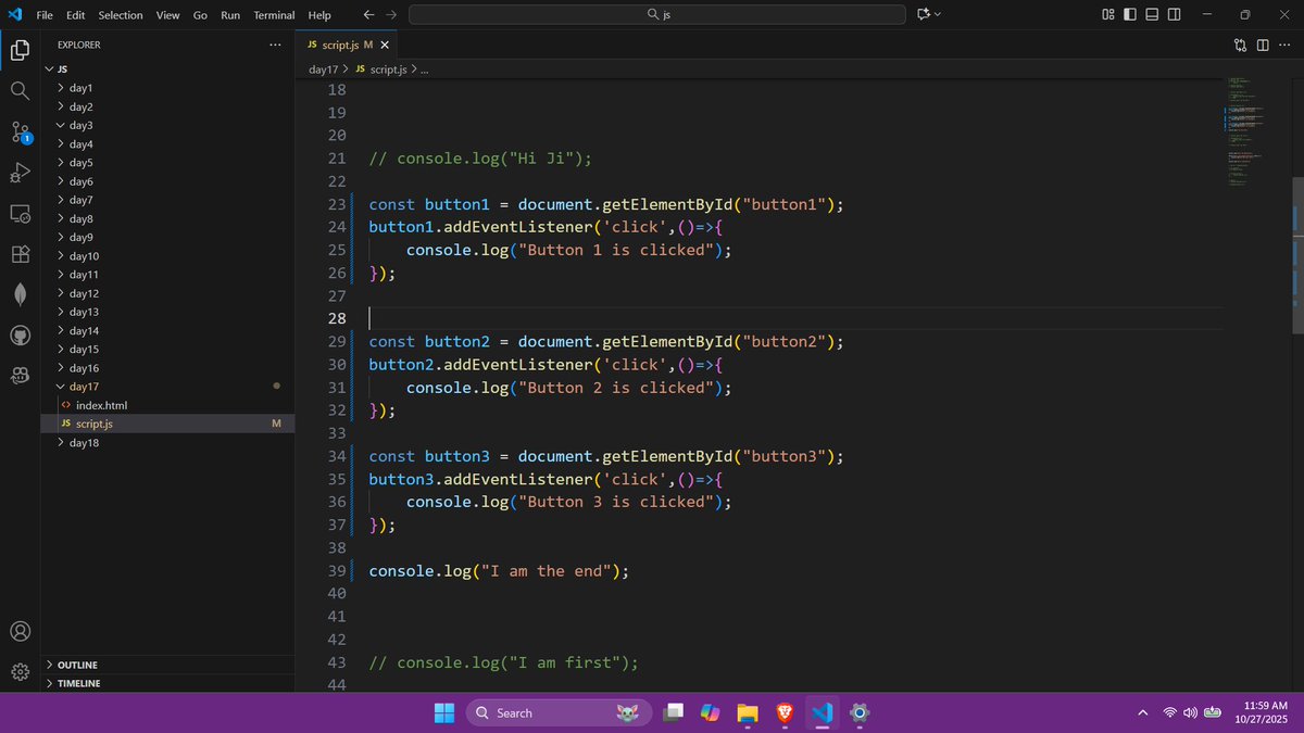 Durgeshy_adav's tweet image. 🚀 Day 32 Done!
Explored JS Event Loop 🔁
Understood why JS is single-threaded & synchronous, yet handles async tasks like magic ⚡
#100DaysOfCode #JavaScript #WebDev #CoderArmy