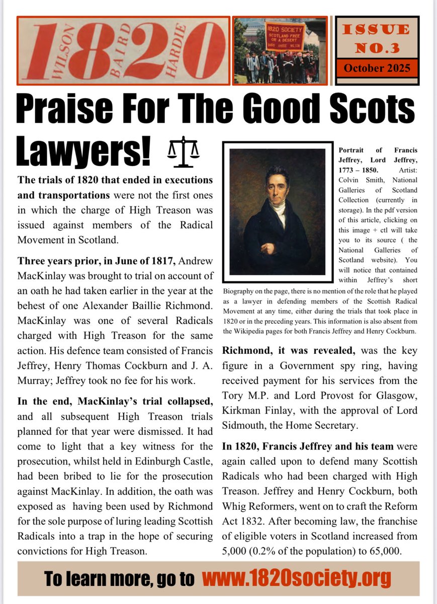 The trials of 1820 that ended in executions &amp; transportations were not the first ones in which the English charge of High Treason was unlawfully issued against members of the Radical Rising.
Brave lawyers of the day defended them: