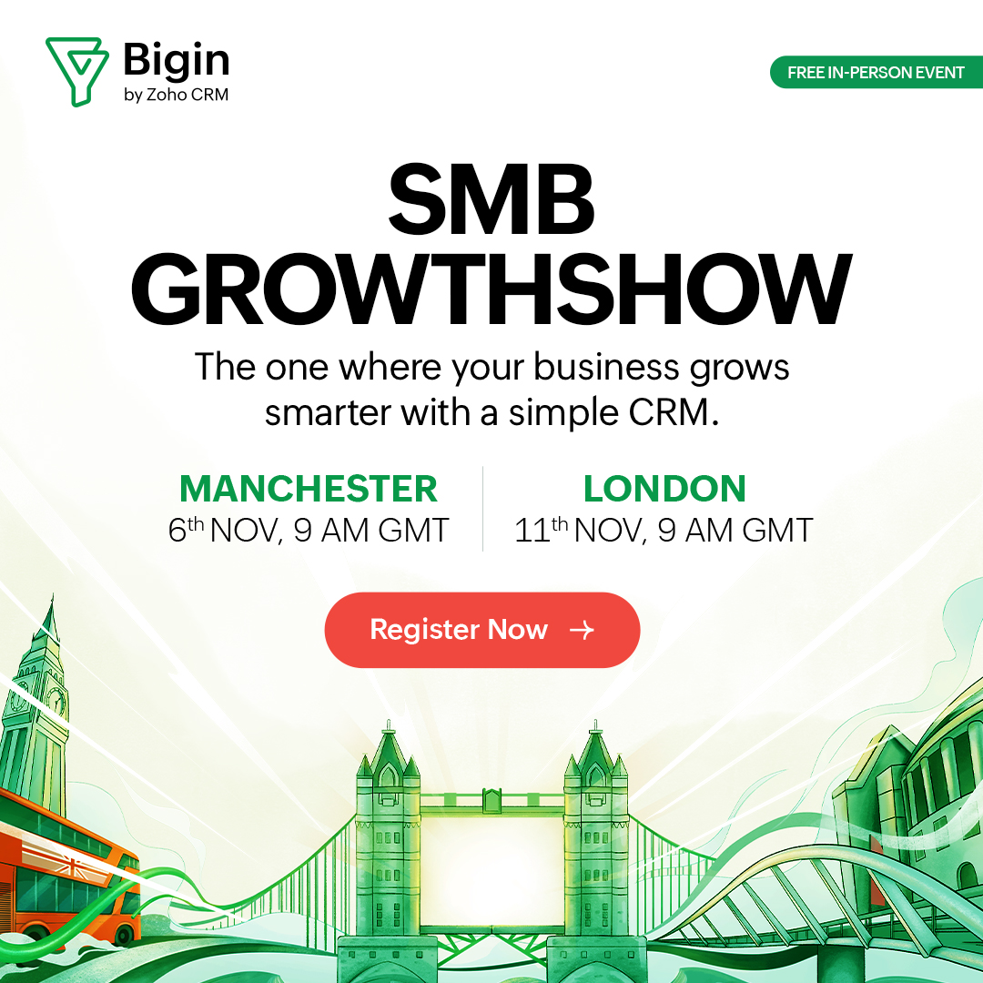 📣 Entrepreneurs! The SMB Growthshow is coming to Manchester and London and you don't want to miss it. 🇬🇧

Join us for an inspiring session packed with real-world strategies and to simply learn the best ways to scale your business.✨

🎟️ Register for free: zurl.co/FhHAN