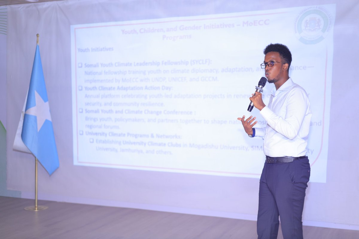 A_Farole's tweet photo. Honored to contribute to the Validation Workshop on Somalia’s National Climate Change Action Plan (NCCAP) . I presented on Empowering Youth, Children &amp; Gender Mainstreaming into Climate Action — ensuring inclusivity remains central to Somalia’s climate resilience agenda. https://t.co/8OYKthUHaK