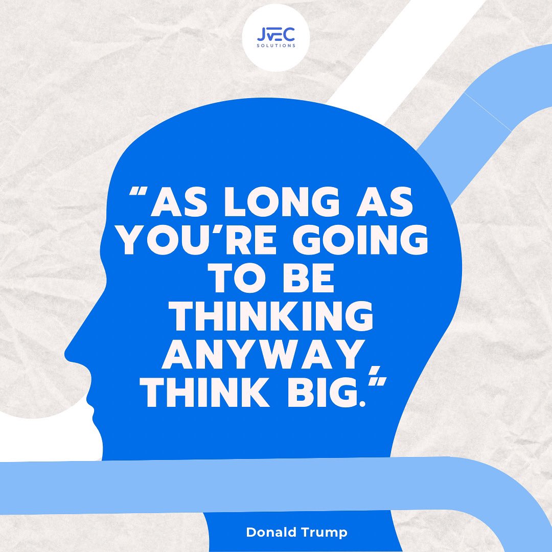 jvec_solutions's tweet image. If you’re going to think, you might as well think big. 💭✨
#ThinkBig #Motivation #Leadership #MindsetMatters #Innovation