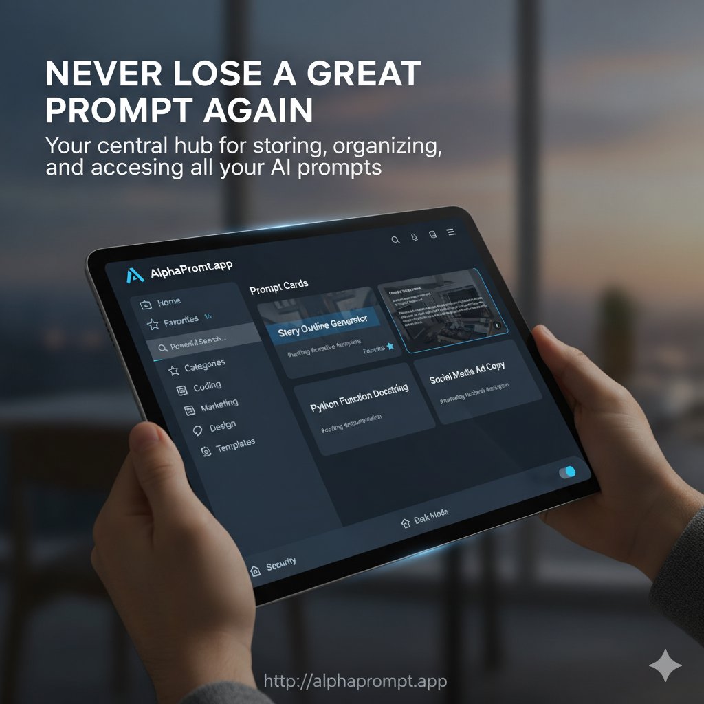 AlphaPromptApp's tweet image. Your prompts deserve better than sticky notes and chaos. Meet AlphaPrompt 
— the place where prompts grow up. 🌱 👉 alphaprompt.app