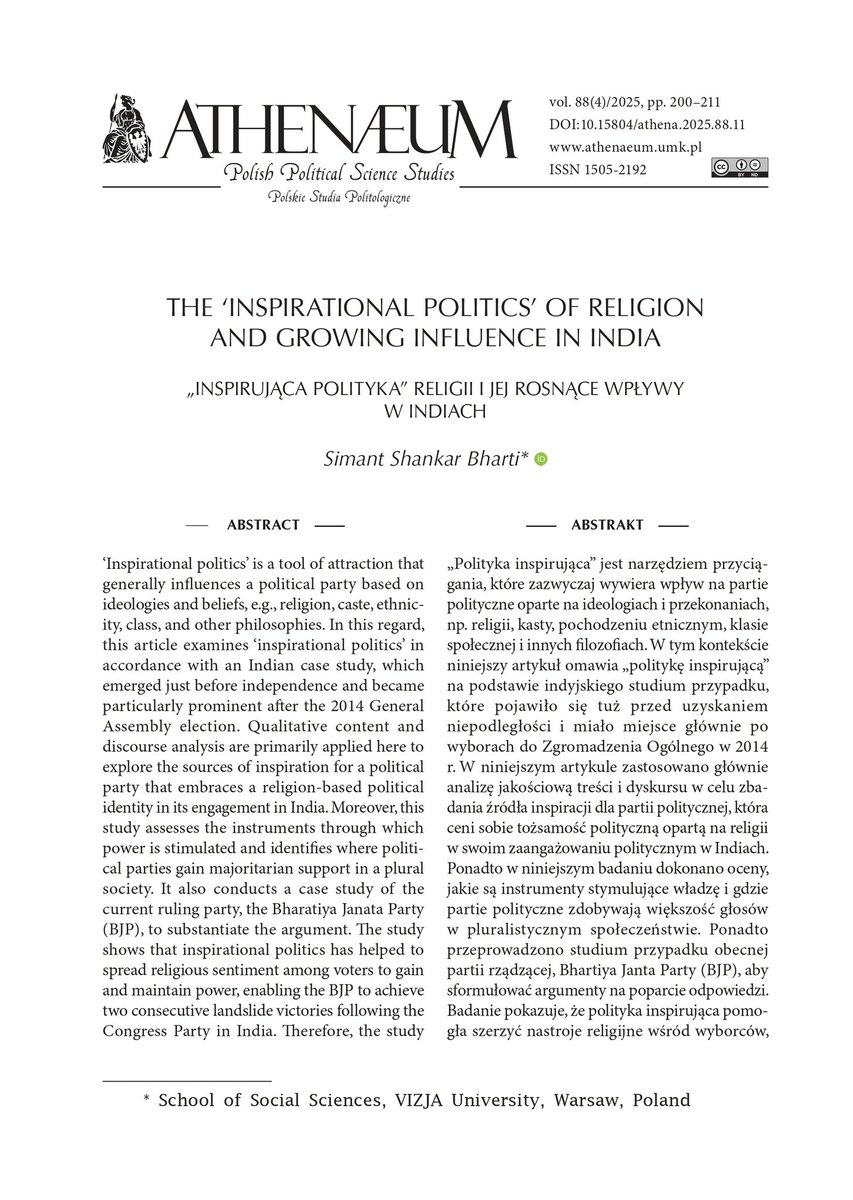 simant_uw's tweet image. I suggest that readers not judge the article without reading it fully. 
 Link: czasopisma.marszalek.com.pl/journals/14/79…
#BJP #religion #politics #partypolitics #India