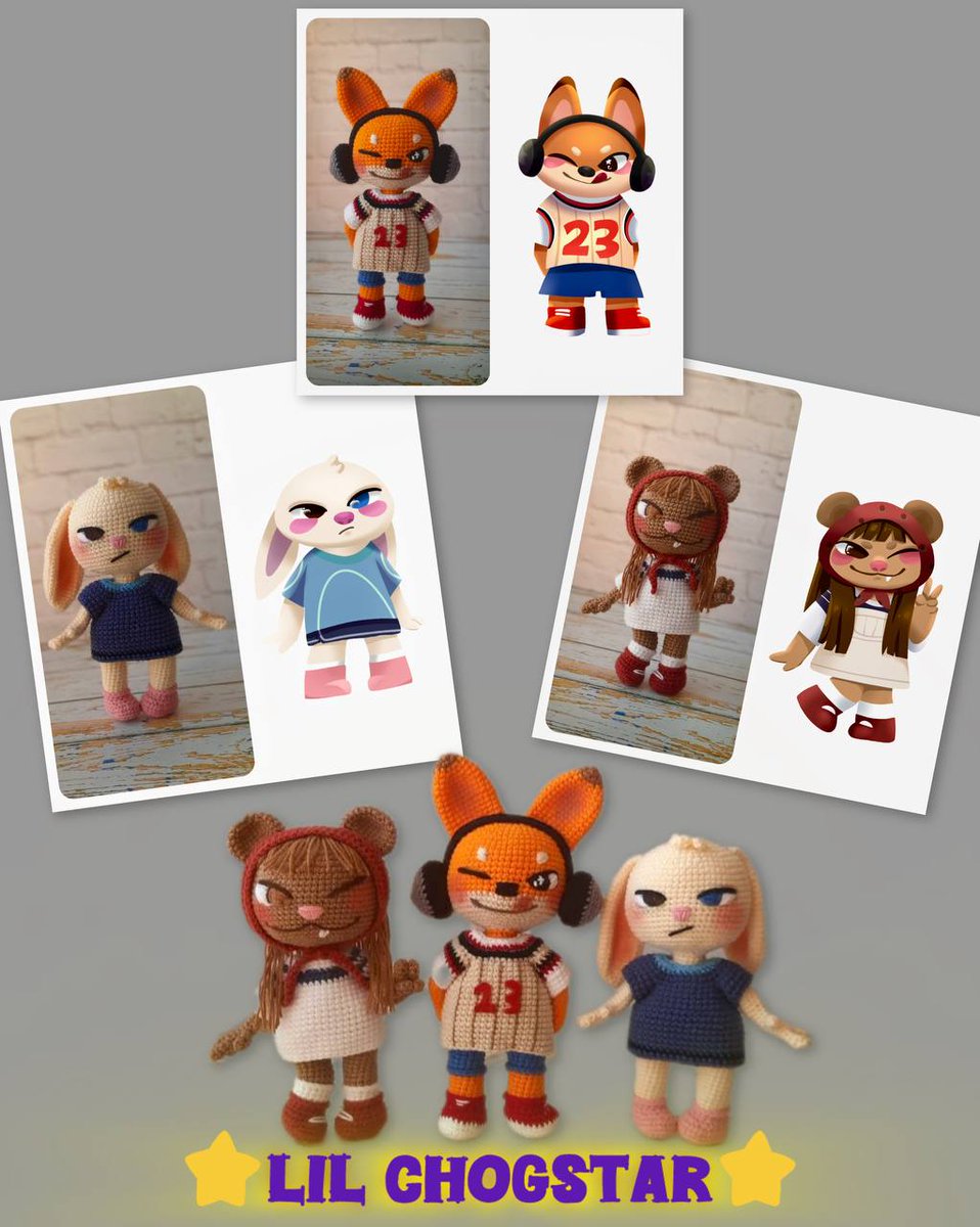 logicbloom_'s tweet image. 𝑻𝒉𝒓𝒆𝒆 𝒌𝒏𝒊𝒕𝒕𝒔, 𝒐𝒏𝒆 𝒔𝒕𝒐𝒓𝒚. @Lilstarrrs 💜

Day one was all about vision sketching, choosing colors and making sure each one had their own personality.

Day two turned into magic every loop, every stitch bringing them closer to life and full of Lil Chogstar spirit