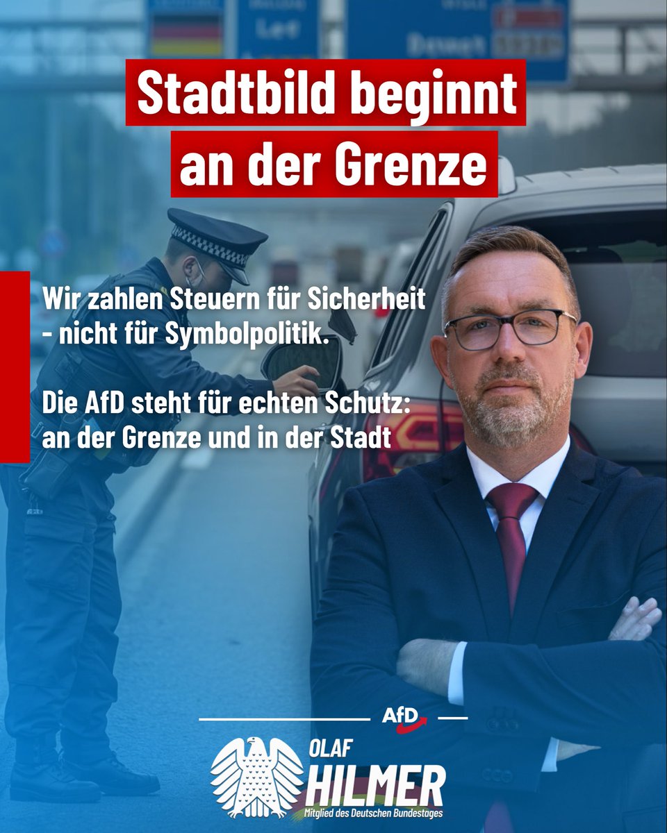 🇩🇪 #Stadtbild beginnt an der #Grenze

Während #Deutschland über das „veränderte Stadtbild“ diskutiert – Sinnbild einer Altparteien-Politik, die Probleme lieber beschreibt als löst – fordern SPD und Grüne #Bundespolizisten von den Grenzen abzuziehen, um sie an Bahnhöfen