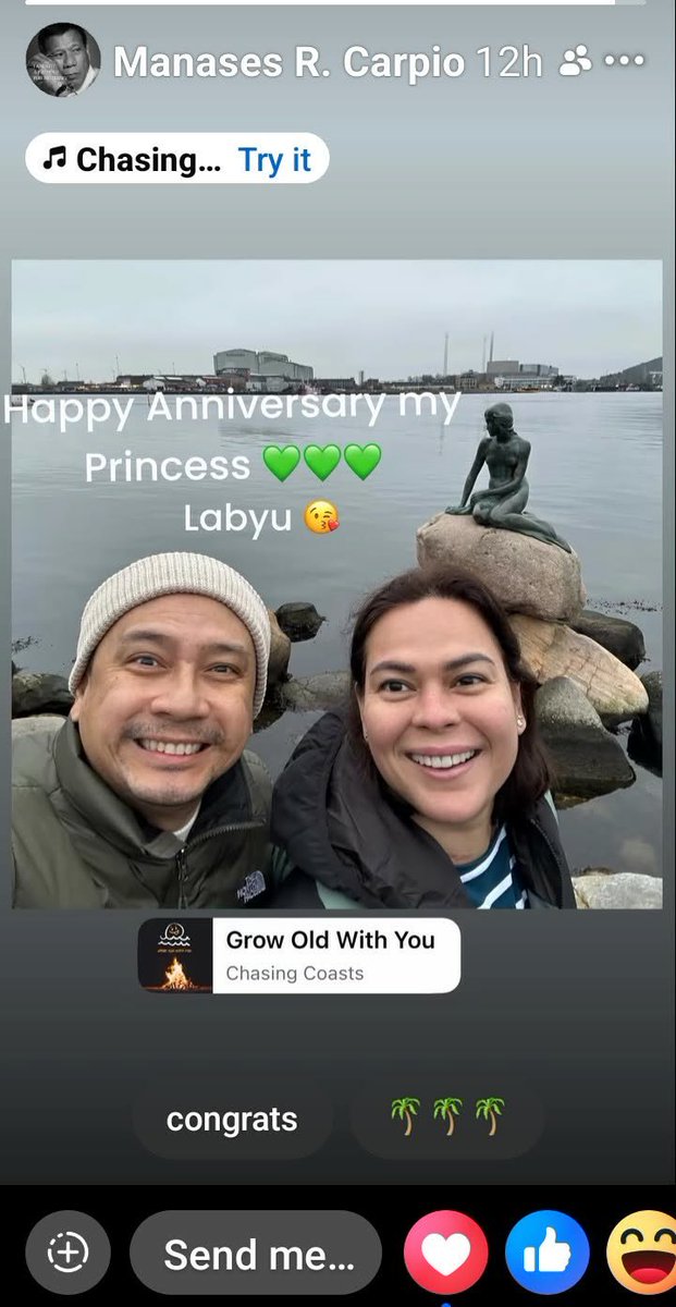 HLingayan's tweet photo. Happy Anniversary, VP Sara and Atty. Mans Carpio. #RoadToForever 

Yung mga antiDU30-etats nA panget na, kabitche pa. Lalo na yung mahilig magsubo ng saba na umaming nakipag-relasyon sa driver niyang may asawa… MGA INGGITATANGA… 😂😂😂 https://t.co/neT2FeawmP