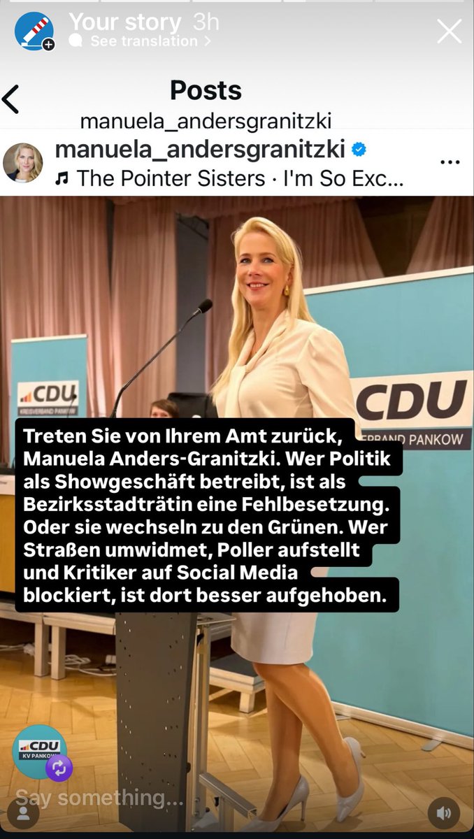 Erst wurde ein Teil der Stargarder Straße entwidmet, damit Bürger nicht klagen können, jetzt sollen Poller aufgestellt werden. Im Mittelpunkt eine CDU-Bezirksstadträtin 🤯Wie glaubwürdig ist die <a href="/cduberlin/">CDU Berlin</a> mit solchen Figuren in den eigenen Reihen?

👉 shorturl.at/2WEYt