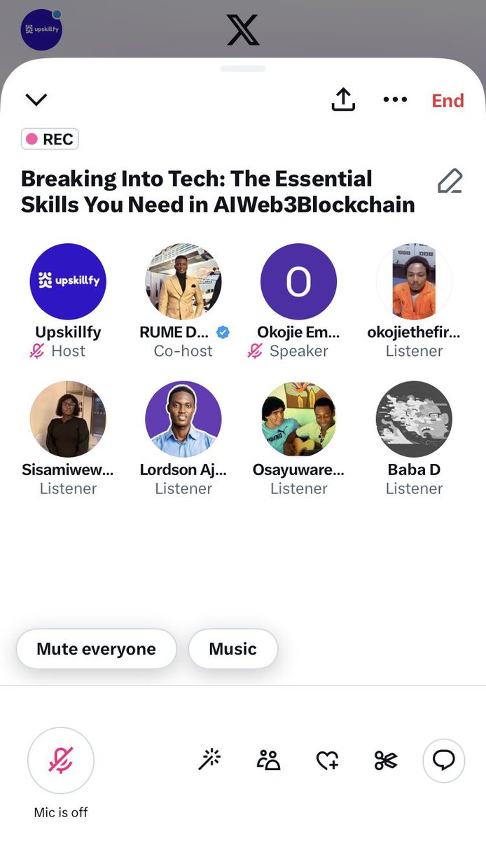 obiayoebuka's tweet photo. On Saturday 25th October 2025, @upskillfy Went Audacious With @dominicrume ๐ On Breaking Into Tech: The Essential Skills You Need in AI, Web3 & Blockchain: https://t.co/59Koam2Dk9
The one skill to master to stay relevant in this world is creativity - Rume Dominic https://t.co/qVjColp4xC