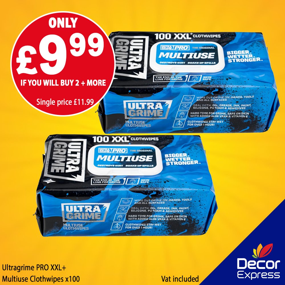 DecorExpressLTD's tweet photo. Why pay more?
Get your decorating must-haves for trade-busting prices at Decor Express!
✔ Polyfilla Caulk from ONLY £1.25
✔ Ultragrime XXL Wipes just for £9.99 (when you grab 2+)
✔ Tikkurila Anti-Reflex 2 10L - only £55.99
Top brands. Lowest prices. Simple as that. ✔️✔️ https://t.co/pOnT1cZKOv