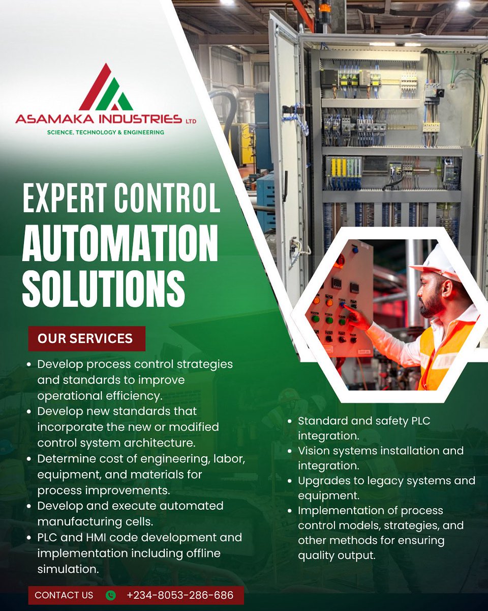 asamaka_nigeria's tweet image. Optimize your operations with expert control automation solutions that enhance efficiency and reliability. ✅
Contact us or visit to learn how we can support your next project. asamaka.com/nigeria
#Automation #ControlSystems #ProcessOptimization #PLC #HMI  #MondayMotivation