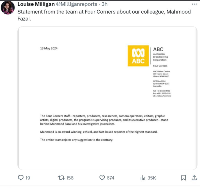 ThreetothePower's tweet image. The Four Corners staff - reporters, producers, researchers, camera operators, editors, graphic artists, digital producers, the program's supervising producer, and it's executive producer - should all be terminated in disgrace.
They are doing the work of organised crime and…