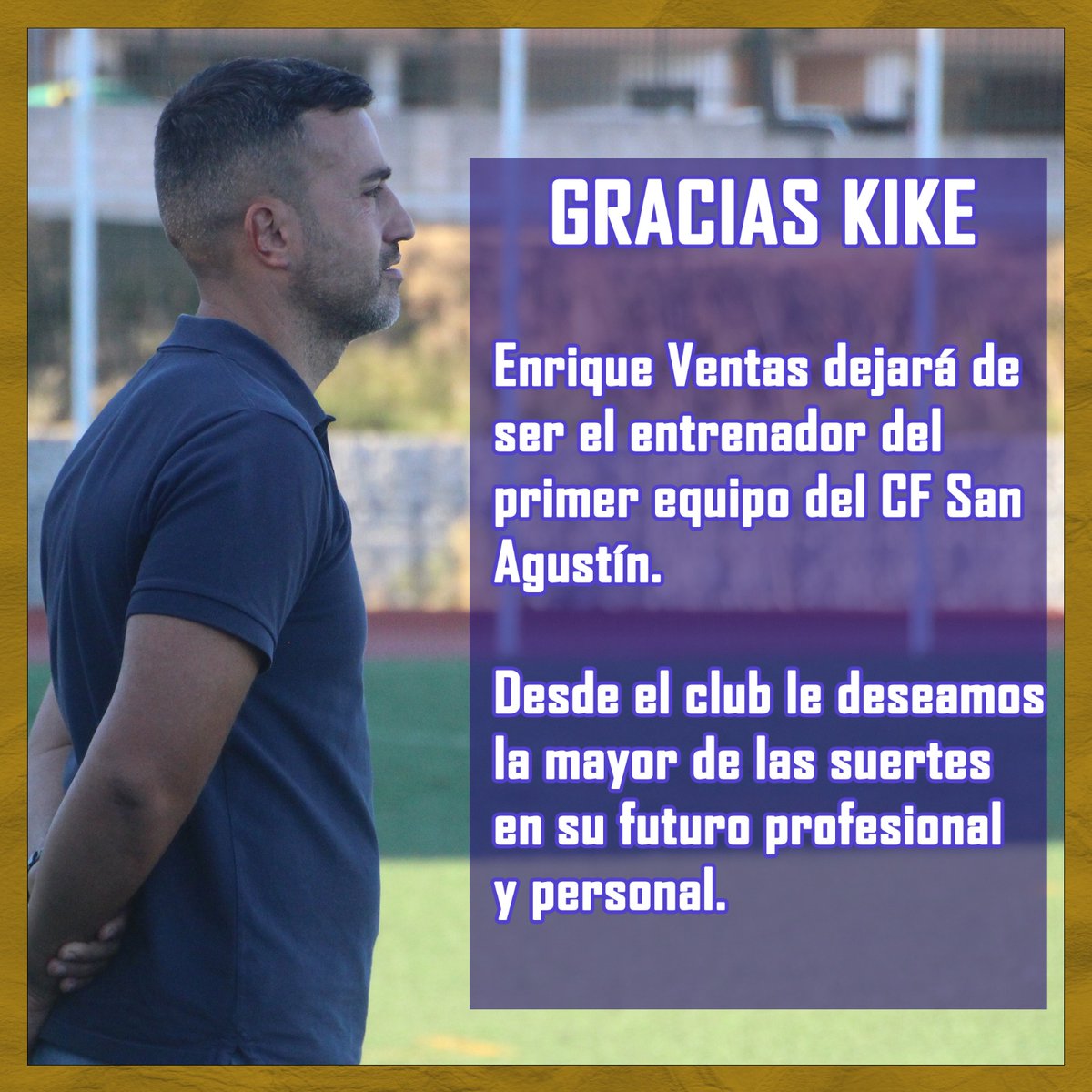 Primer Equipo | Baja 🔴

Enrique Ventas dejará de ser entrenador del primer equipo.

Desde el club le deseamos la mayor de las suertes en su futuro.
 
#ElFinalFeliz ☺️🔚