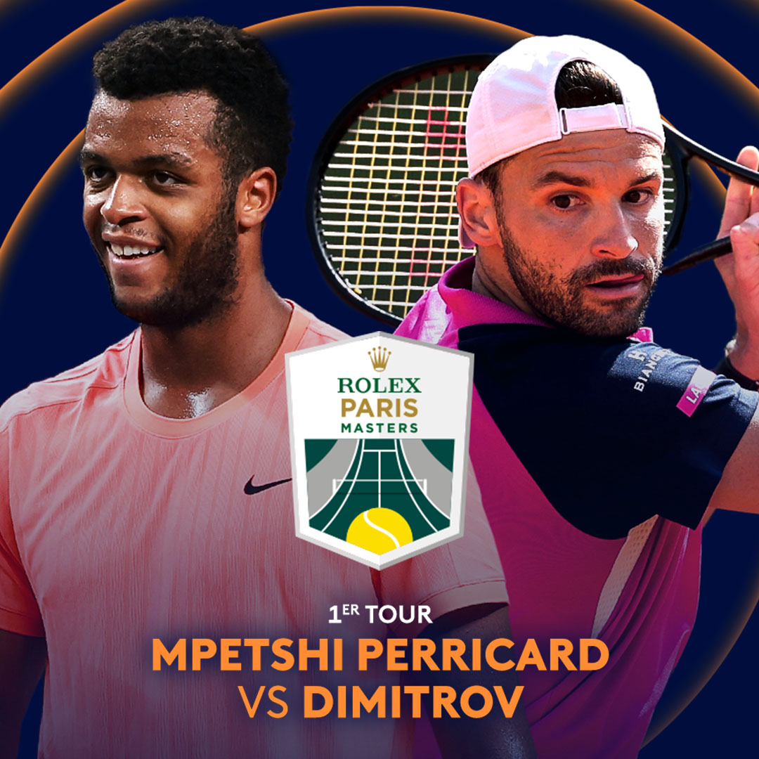 #Evénement l #tennis 

🎾 Premier Tour du #RolexParisMasters2025
🇫🇷 Giovanni Mpetshi Perricard 🆚 Grigor Dimitrov 🇧🇬

▶️ À suivre en direct à 19.00 sur france.tv