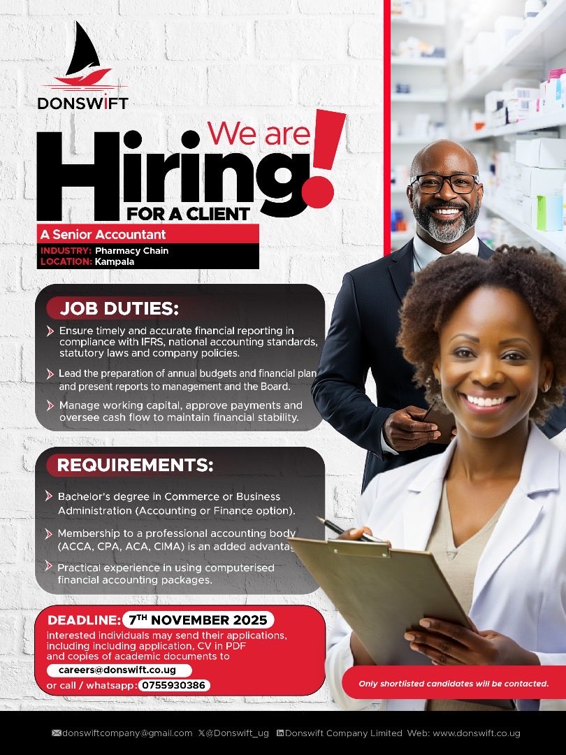 Donswift_ug's tweet image. Are you a numbers pro? 

Apply now through the link below👇👇
apply.donswift.co.ug  

Deadline: 7th Nov 2025

   #AccountingJobs #KampalaJobs
