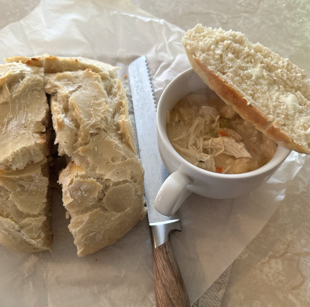 SaltyMommaC's tweet photo. @TuckerPoodleMA ๐๐ฏ
My 22 yr old sent me this last night. She was so proud of her 100% scratch chicken & dumpling soup, with bread made from starter she got from her SIL.
#everythingfromscratch
Parents have got to learn these basic life skills and then teach their children.
#packagedispoison https://t.co/Ss5nHKeykt