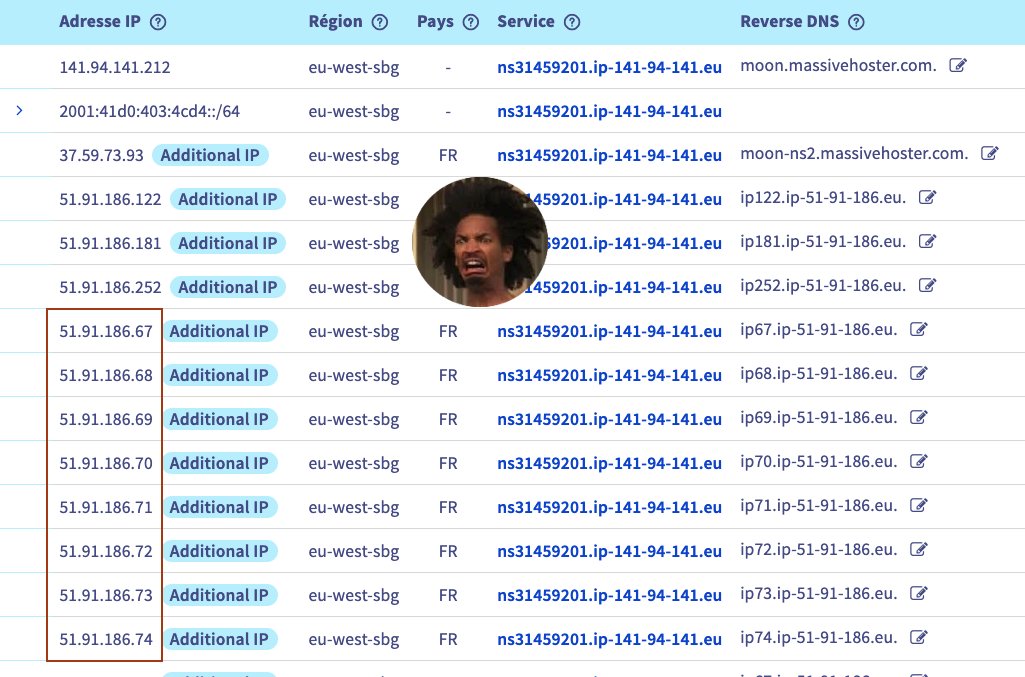 MassiveHosterFR's tweet image. Décidément… on va encore devoir s'excuser du contre-temps.

Depuis la semaine dernière, on se bat pour obtenir des adresses IP #SEO 🇫🇷 non consécutives / avec "range" différente de la part du DC, avec des commandes très "espacées", mais rien à faire et pour l'instant #OVHCloud,