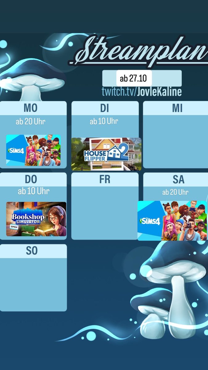 Der der Streamplan für die laufende Woche 🥳 

#twitch #twitchstream