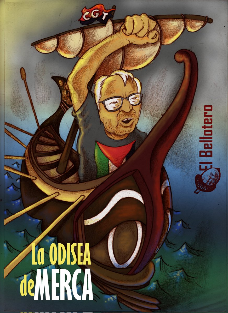 🔴⚫️📰 Mi ilustración para el próximo ROJO Y NEGRO.

🎨🖍 La ODISEA de MERCA. 

cgtcatalunya.cat/qui-es-saturni…
#CGT #Gaza #globalsumudflotilla