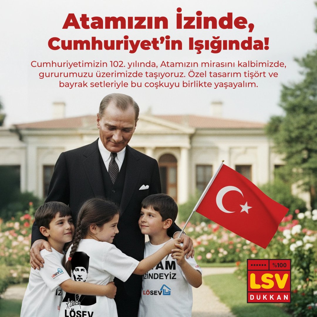 lsvdukkan's tweet photo. Atamızın izinde, Cumhuriyetimizin ışığında! 🇹🇷

Cumhuriyetimizin 102. yılında, Atatürk'ün mirasına sahip çıkmak için sen de LSV Dükkan'ın özel tasarım ürünleriyle bu gururu üzerinde taşıyabilirsin.

👉 Ürünlere ulaşmak için: https://t.co/sZXxSYd6A3 https://t.co/1jZNFRcRTo