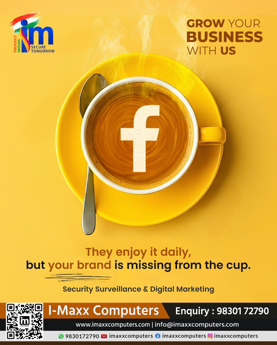 imaxxcomputers's tweet image. ☕ They enjoy it daily — but is your brand part of their routine?
Let your business be the first thing they think of every morning!
📞 Enquiry: 98301 72790
🌐 Website: imaxxcomputers.com
📧 Email: info@imaxxcomputers.com
📱 Follow us: @imaxxcomputers
