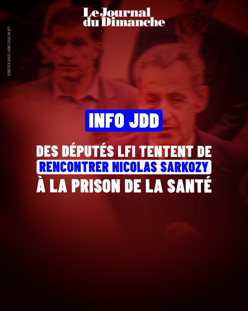 leJDD's tweet image. INFO JDD. Les députés LFI Ugo Bernalicis et Danièle Obono tentent de rencontrer Nicolas Sarkozy à la prison de la Santé

🔗 Article JDD : ow.ly/Jq8950Xig7K