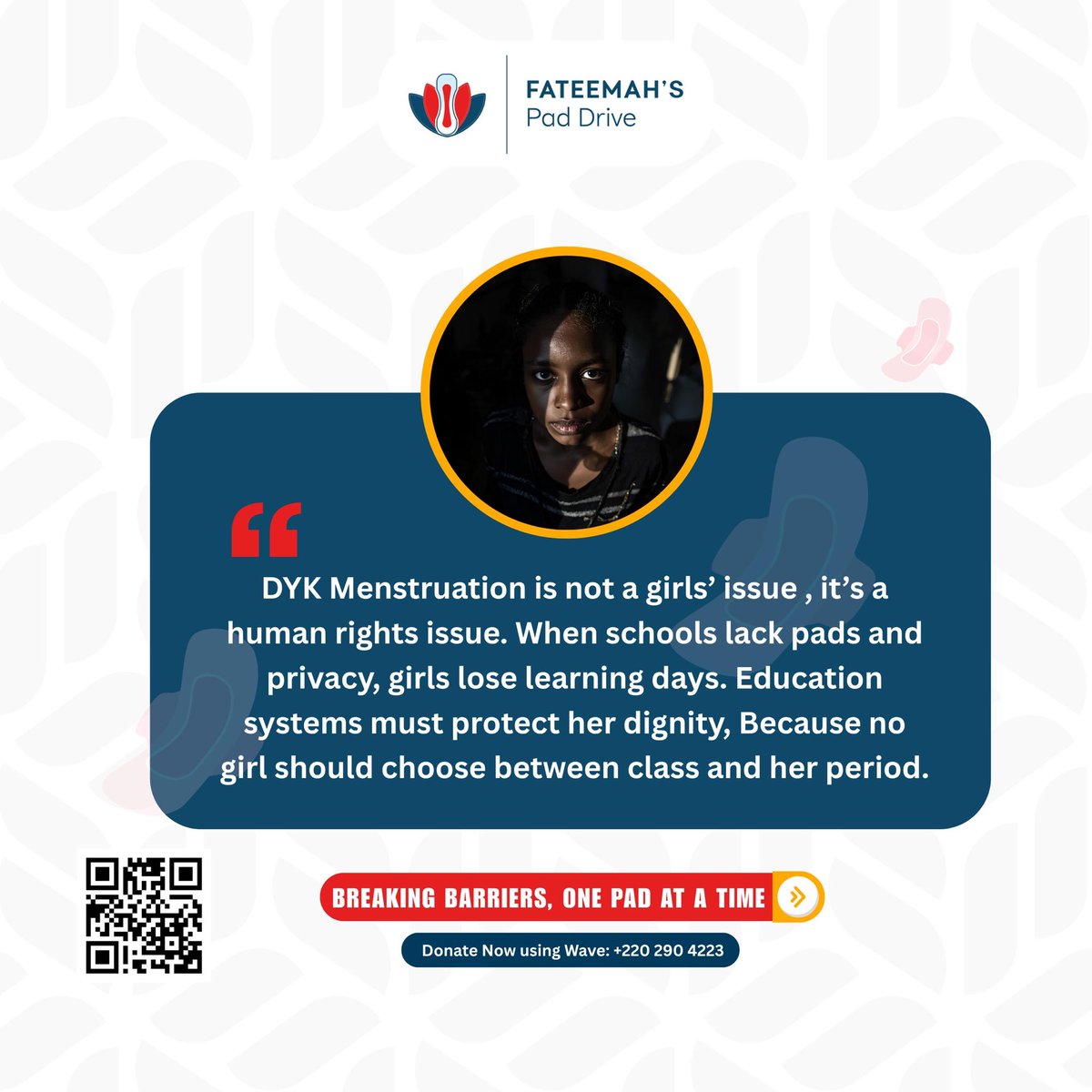 When girls miss school because of their periods, the world loses their potential, their voice, and their future. Periods are not just about biology,  they’re about equality. 
#periodequality
#Periods
#Removetaxfrompad
#periodpoverty