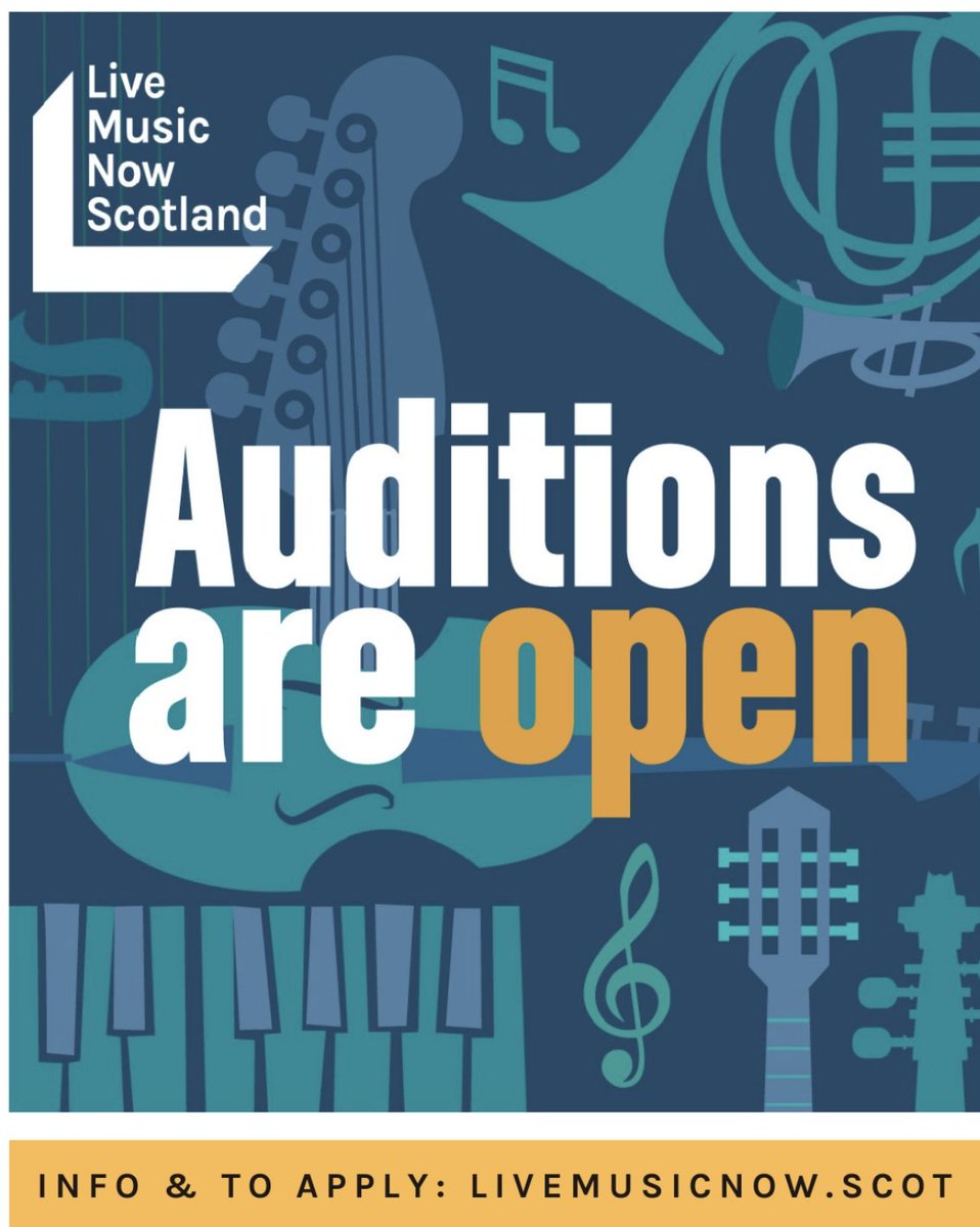 AUDITIONS OPEN for Live Music Now Scotland early-career musicians and ensembles (up to 5 members) from trad, folk, and classical to jazz, rock, pop +more IF you can perform without PA or backing tracks get in touch by 5pm on Monday 3 November at ➡ livemusicnow.scot/for-musicians/…