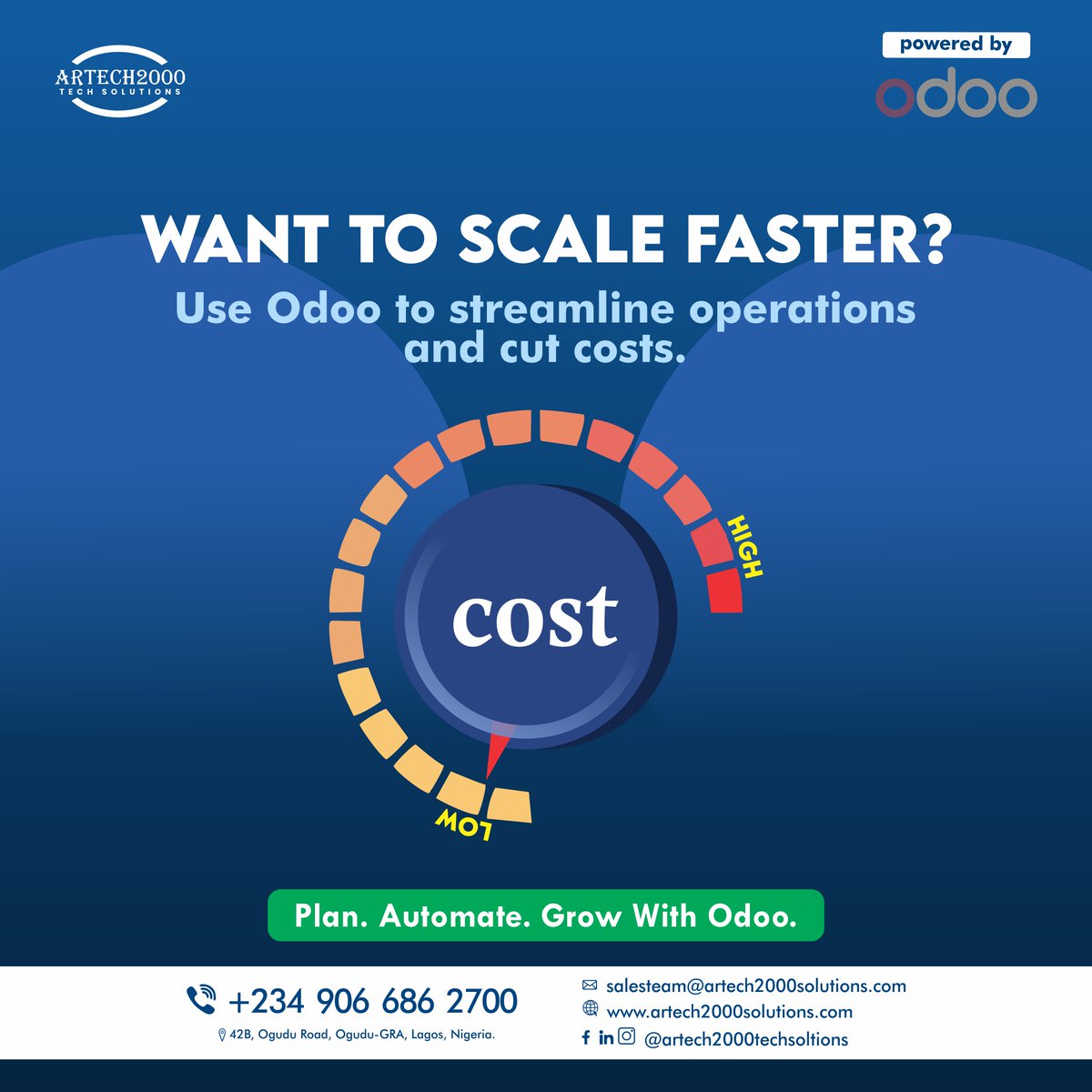 Artech2000_Tech's tweet image. Want to Scale Faster and Spend Less? 💡

With Odoo, you can streamline your operations, reduce costs and drive smarter growth all from one powerful platform.

Plan. Automate. Grow with Odoo. 🚀

Click this link:- bit.ly/4orTSjE to book a FREE demo today!