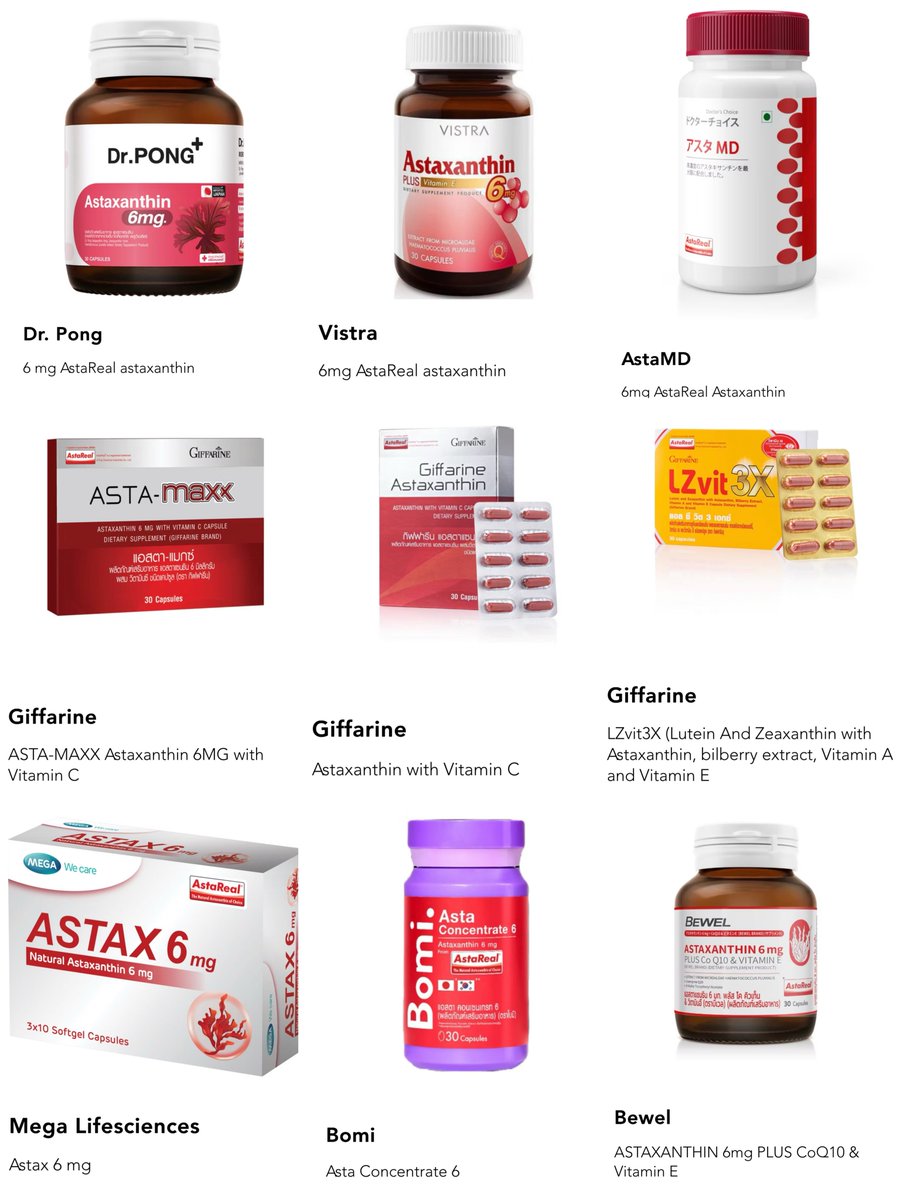 9 แบรนด์แอสต้าที่ใช้ AstaReal ที่ได้รับรอง VeriReal จากผู้ผลิตสารว่าใส่จริง 100% ไม่หมกเม็ด ใครจะกิน AstaReal ขอให้ไป 9 แบรนด์นี้ก่อน ช่วยกันกดดันให้แบรนด์อื่นที่ใช้ AstaReal ไปเข้าโปรแกรมเอาใบรับรอง VeriReal มาให้ได้ก่อน เพราะตอนนี้วิตามินอาหารเสริมสายดำระบาดมาก