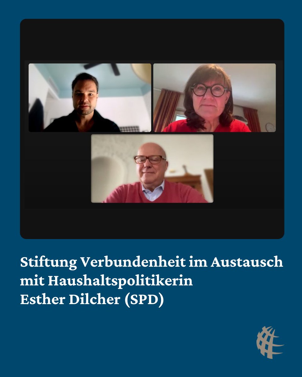 Stiftung Verbundenheit im Austausch mit Haushaltspolitikerin Esther Dilcher (SPD) 

Der Vorsitzende des Stiftungsrates, Hartmut Koschyk, und der Hauptgeschäftsführer der Stiftung Verbundenheit, Dr. Marco Just Quiles, trafen sich zu einem Gespräch mit der Bundestagsabgeordneten