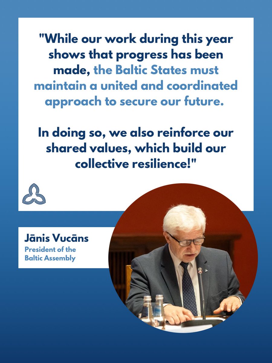 On 24 October 2025, the Baltic Assembly held its annual Consultative Council in Riga, Latvia, to discuss key issues and set priorities for the next year.🇱🇻🇪🇪🇱🇹

Read more here: baltasam.org/CC_2025_Riga 

Photos: Ieva Ābele, Saeima