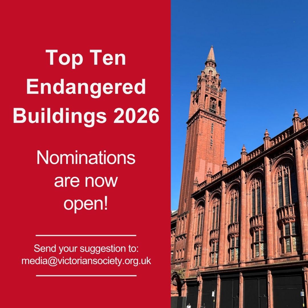 Have you noticed a threatened or abandoned Victorian building near you?

📩media@victoriansociety.org.uk for a chance for it to be featured in our Top 10 Endangered Buildings list 2026. England &amp; Wales only, built between 1837 - 1914. More here: bit.ly/4hybqrc
#heritage