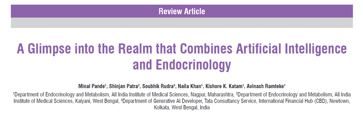 Hard work pays off as our latest review article summarizing the latest uses of #artificial_intelligence techniques in the field of #Endocrinology got published in #IndianJournalofEndocrinologyandMetabolism. Additionally, we have elucidated the various AI techniques for all