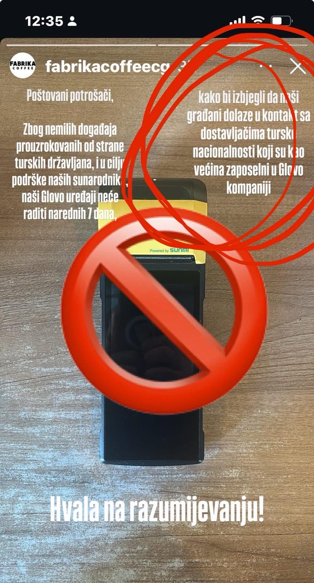 Moj omiljeni lokal iz kvarta…najbolja kafa i usluga. Više  NIKAD  neću poći tamo kao ni kod bilo koga ko dijeli ovakve “vrijednosti”