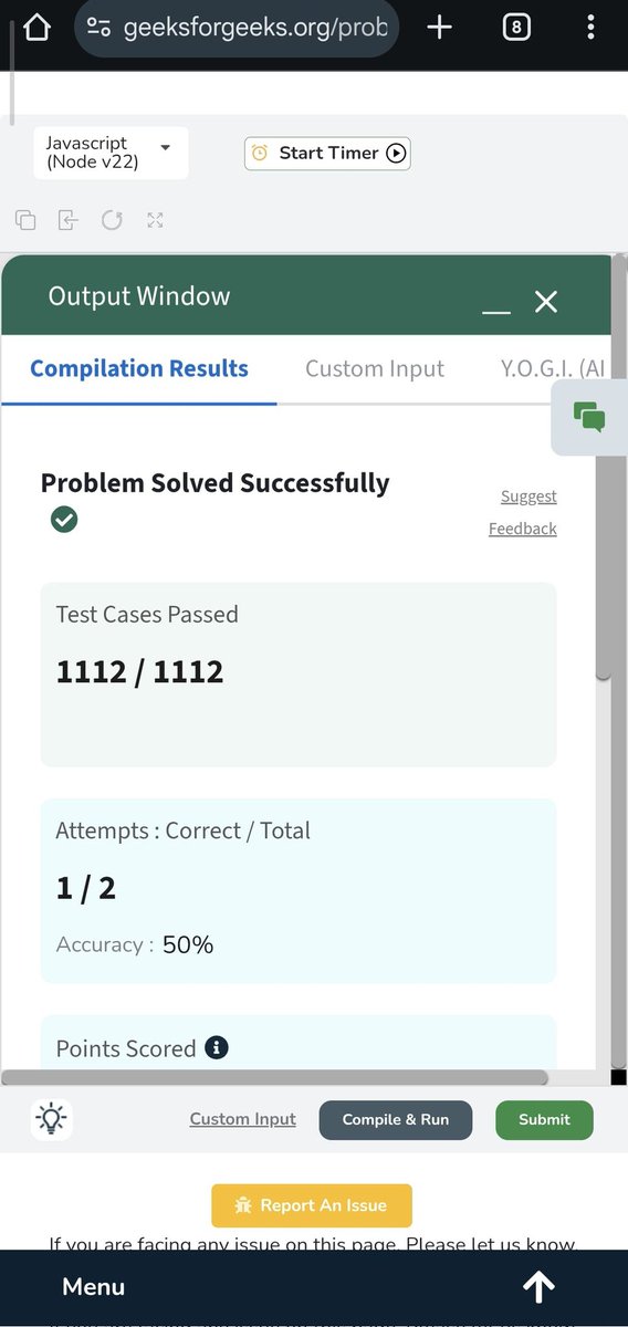 Pratikshak19332's tweet image. 🚀 411 days of @geeksforgeeks #POTD!

💡 Problem: Find K smallest sum pairs 

🔹 Approach: Replaced brute-force (all pairs → TLE) with a MinHeap-based optimized method — push smallest pairs, extract min, &amp;amp; add next candidates for O(k log n) efficiency. ✅

#GeeksforGeeks #DSA
