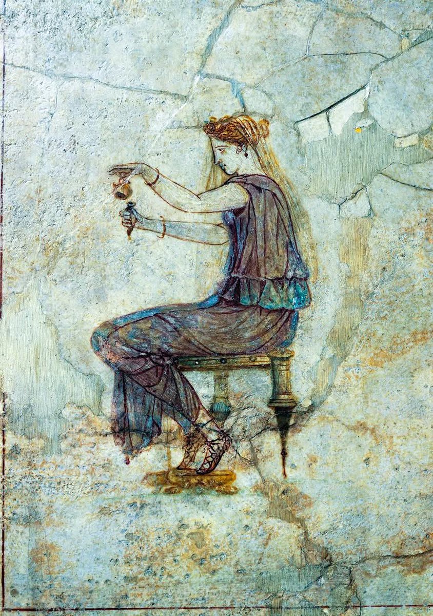 In the heart of Rome's ancient Trastevere district, beneath what is now the Villa Farnesina, a fascinating fresco was found in the remains of an aristocratic residence. It depicts a young woman delicately pouring perfume into a phial, a scene that transports us to a time when