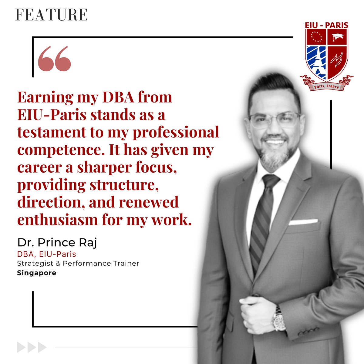 PARIS_EIU's tweet image. “Transformation begins with purpose and purpose begins with people. My DBA provides a robust foundation for my role as a strategist &amp;amp; a corporate trainer, Thanks EIU-Paris!” 𝘿𝙧. 𝙋𝙧𝙞𝙣𝙘𝙚 𝙍𝙖𝙟 
wa.me/33613926264 
#dba #eiuparis #doctorate